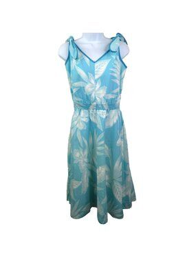 Kalena Fashions Hawaiian Dress Size M FLAWS Tie Sundress Blue Made in Hawaii